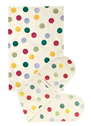 Emma Bridgewater Big Polka Dot Double Oven Glove & Tea Towel Set