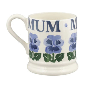 Emma Bridgewater Blue Pansies Mum Half Pint Mug