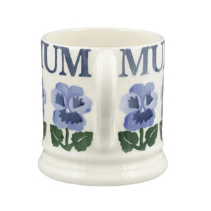 Emma Bridgewater Blue Pansies Mum Half Pint Mug