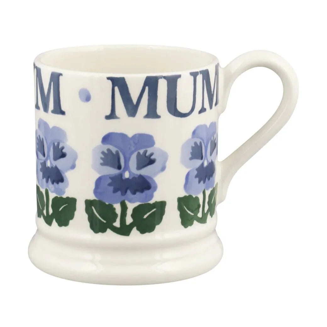 Emma Bridgewater Blue Pansies Mum Half Pint Mug