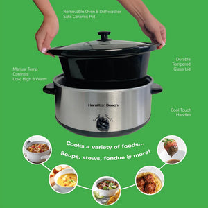 Hamilton Beach  Chrome 6.5Ltr Slow Cooker