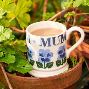 Emma Bridgewater Blue Pansies Mum Half Pint Mug