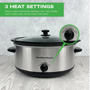 Hamilton Beach  Chrome 6.5Ltr Slow Cooker