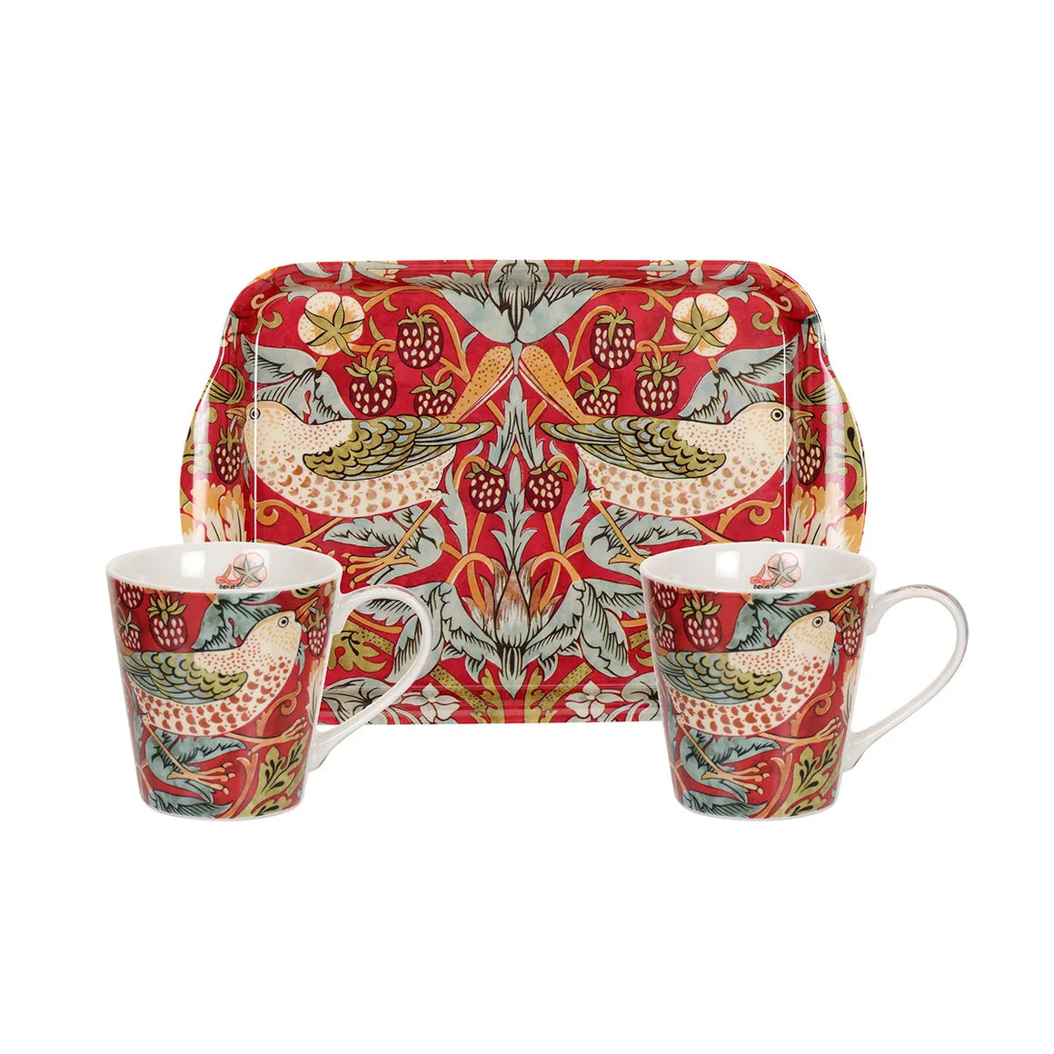 Spode, William Morris & Co Strawberry Thief Red -Mug & Tray Set