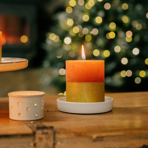 St. Eval Half Dipped Orange & Cinnamon Pillar Candle