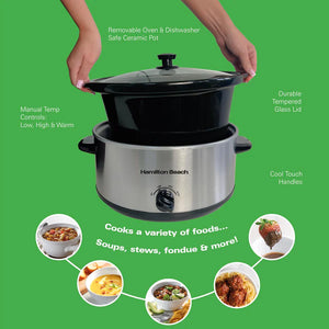 Hamilton Beach Chrome 3.5Ltr Slow Cooker