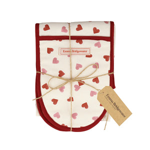 Emma Bridgewater Pink Hearts Double Oven Glove & Tea Towel Set