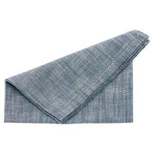 Walton & Co Chambray Set of 4 Flint Blue Napkins