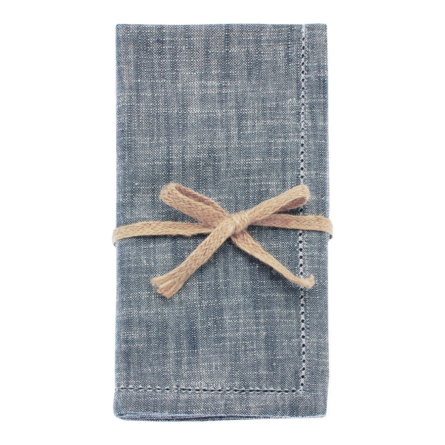 Walton & Co Chambray Set of 4 Flint Blue Napkins