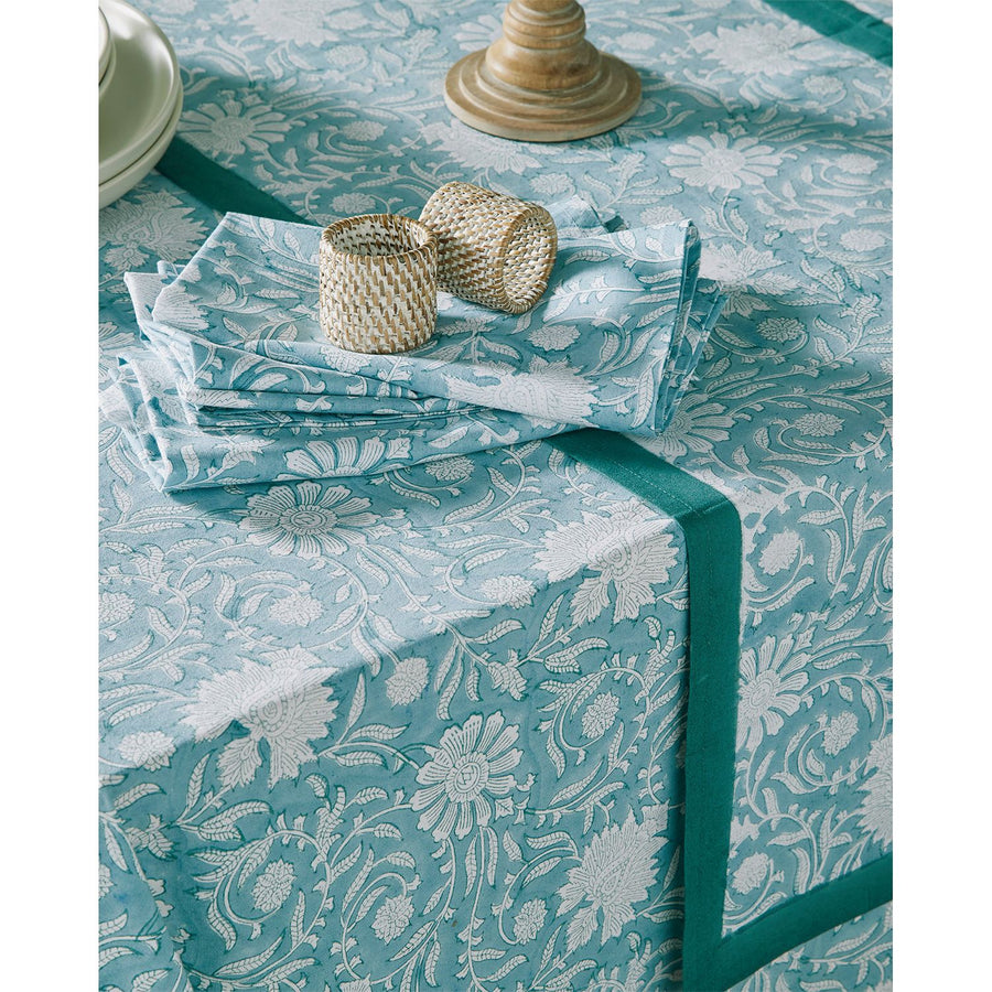 Walton & Co Elise Hand Block Aqua Napkin