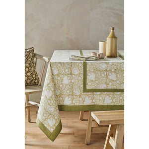 Walton & Co Elise Hand Block Olive Table Runner