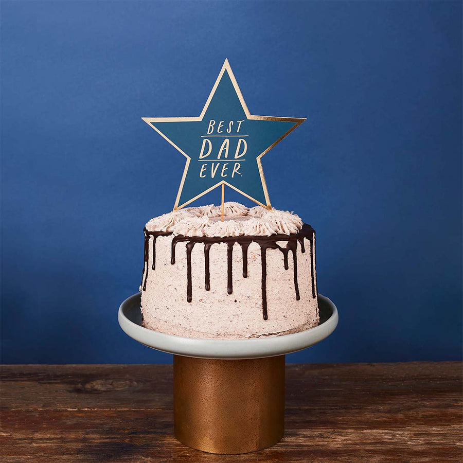 Hootyballoo Navy 'Best Dad Ever' Cake Topper Set