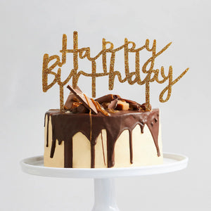 Hootyballoo Gold Glitter Happy Birthday Topper