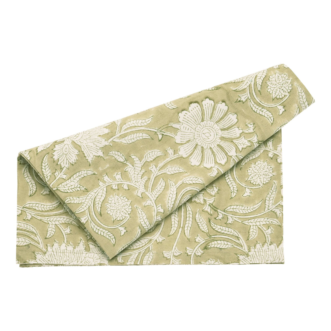 Walton & Co Elise Hand Block Olive Napkin