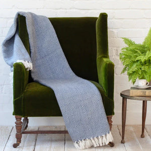 Weaver Green Navy Diamond Blanket