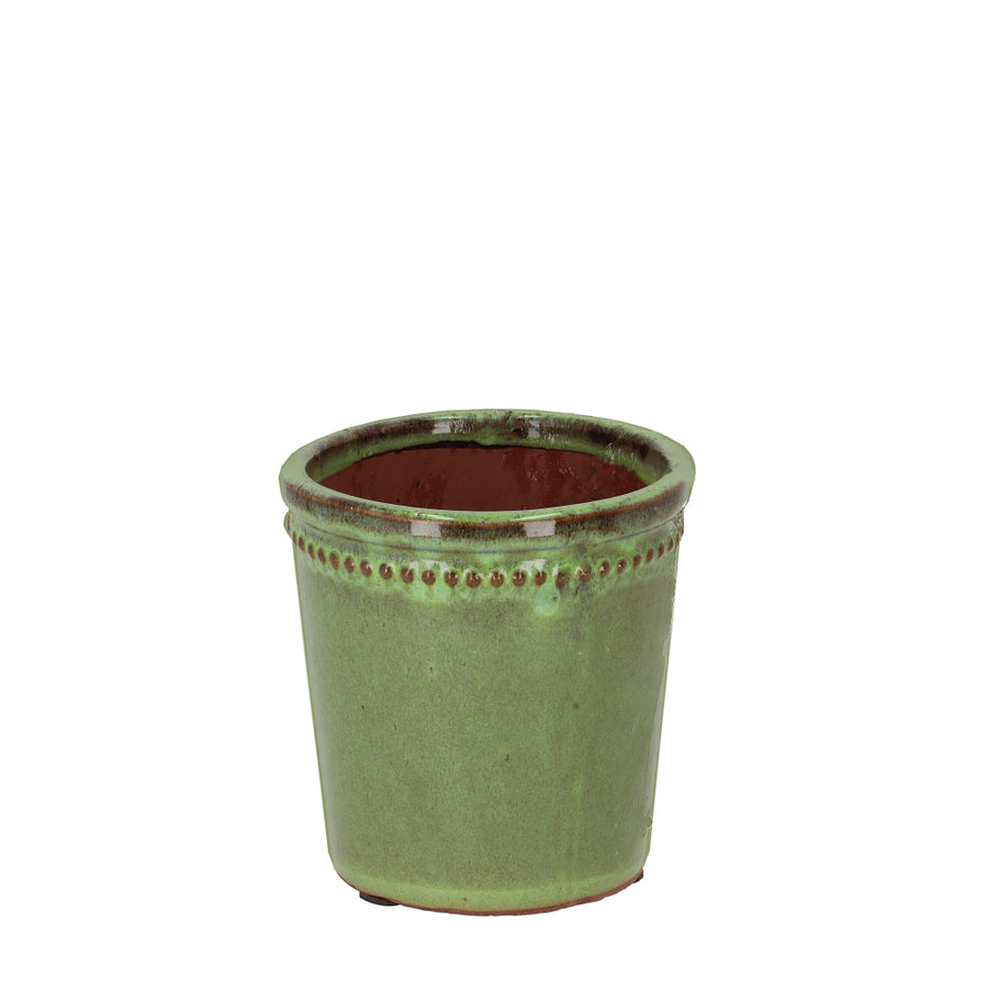 Fallen Fruits 12cm Green Glazed Plant Pot