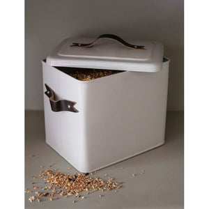 Garden Trading Stowell Pet Bin with Leather Handles Small Chalk