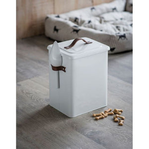 Garden Trading Stowell Pet Bin with Leather Handle Medium Chalk