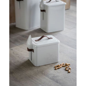 Garden Trading Stowell Pet Bin with Leather Handles Small Chalk