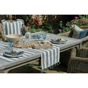 Walton & Co Flint Blue Wide Stripe Table Runner