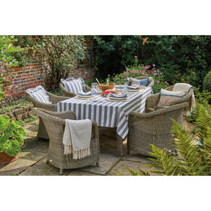 Walton & Co Flint Blue Wide Stripe Tablecloth - All Sizes