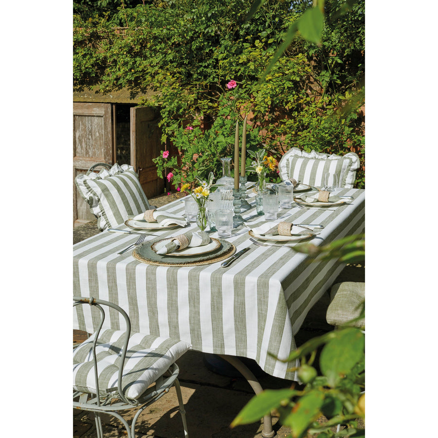 Walton & Co Olive Wide Stripe Tablecloth - All Sizes