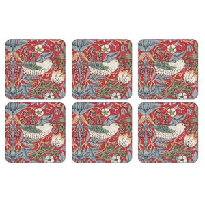 Spode, William Morris & Co Strawberry Thief Red- Set of Coasters