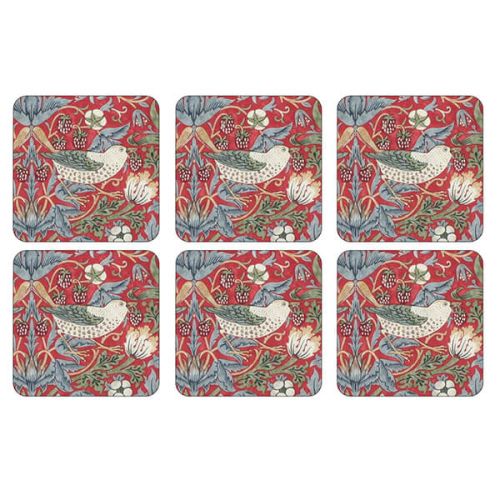 Spode, William Morris & Co Strawberry Thief Red- Set of Coasters