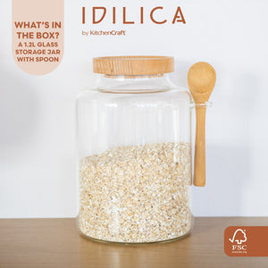 KitchenCraft Idilica 1.2Ltr Glass Storage Jar & Spoon