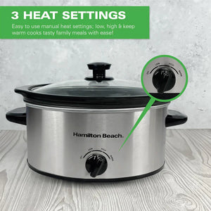 Hamilton Beach Chrome 3.5Ltr Slow Cooker