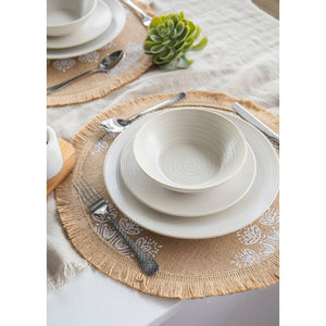 Creative Tops White Leaf Hessian Placemats