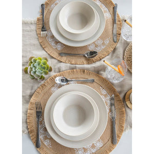 Creative Tops White Leaf Hessian Placemats