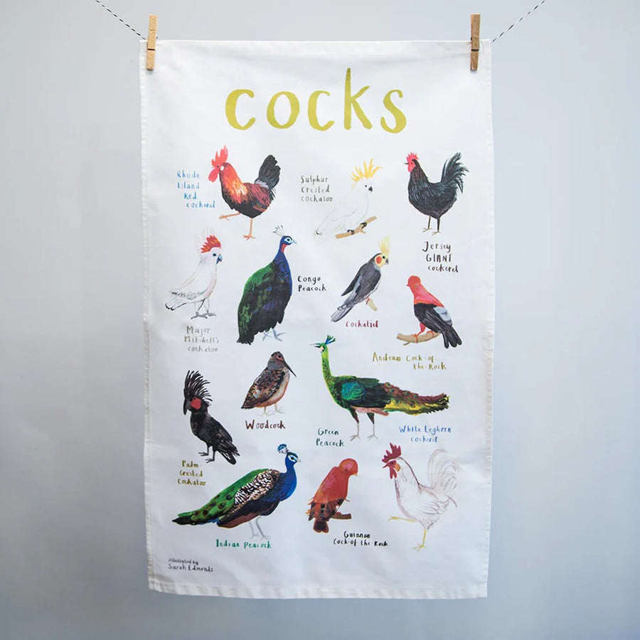 Sarah Edmonds Cock's Tea Towel