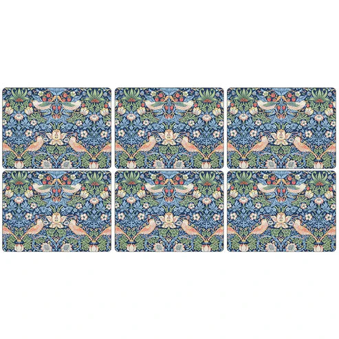 Spode, William Morris & Co Strawberry Thief Set of Blue PLacemats