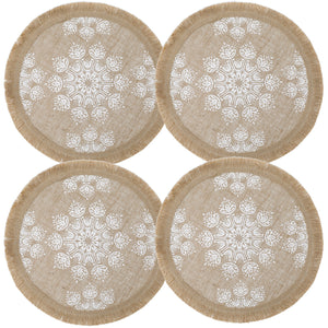 Creative Tops White Leaf Hessian Placemats