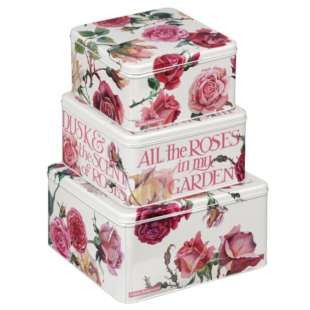 Emma Bridgewater Rose & Pink Toast Set 3 Square Cake tins