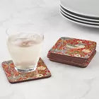 Spode, William Morris & Co Strawberry Thief Red- Set of Coasters