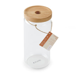 KitchenCraft Idilica 1Ltr Glass Storage Jar With Beechwood Lid