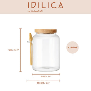 KitchenCraft Idilica 1.2Ltr Glass Storage Jar & Spoon