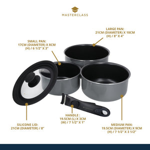 MasterClass Space Saving Saucepan Set