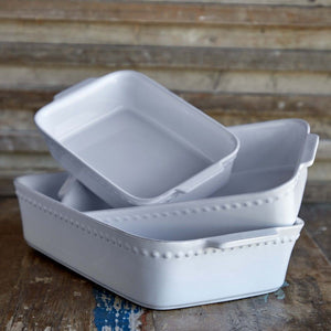 Pearl White Medium Rectangular Baker