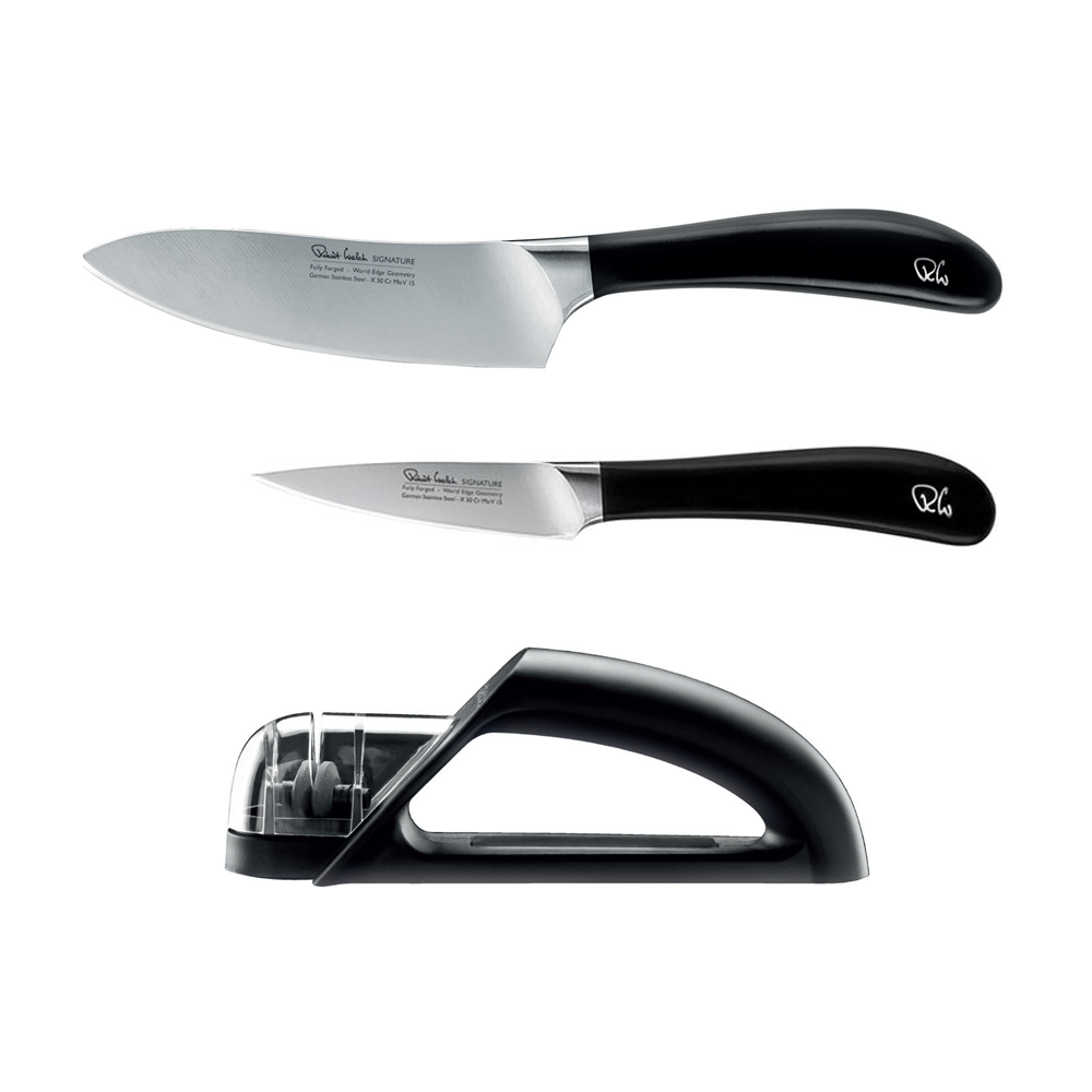 Robert Welch Signature Kitchen Knife Set with Knife Sharpener